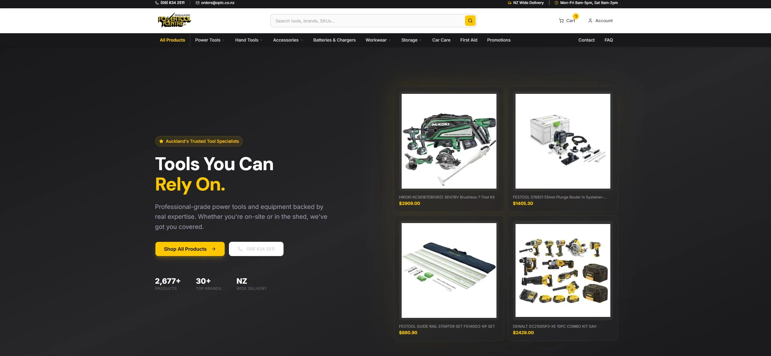 OPTC (Onehunga Power Tool Centre) website preview