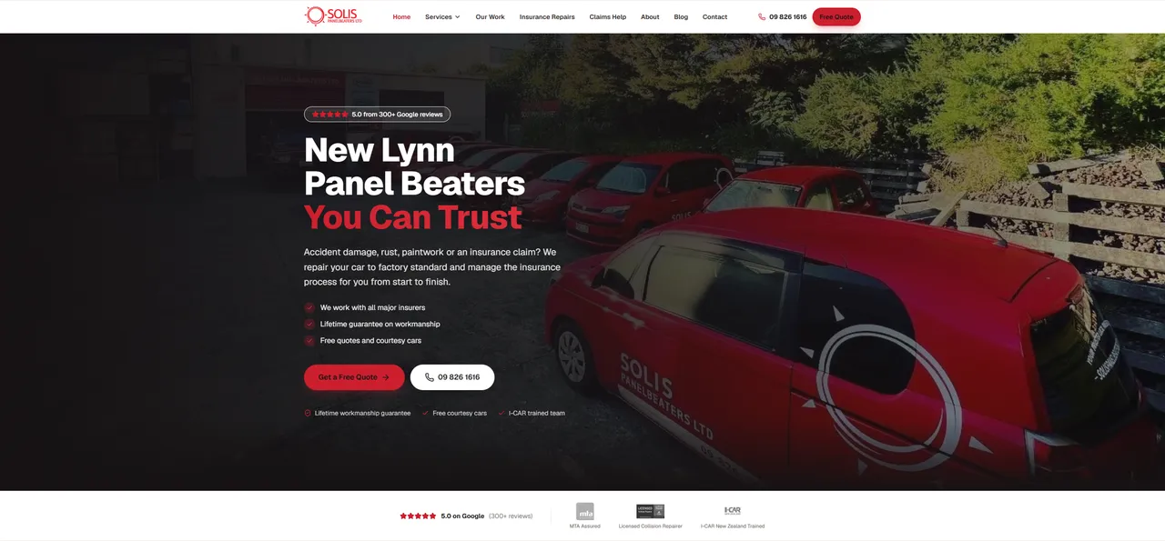 Solis Panelbeaters website preview